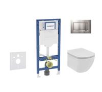 Geberit Duofix - Conjunto de módulo de instalación empotrada, inodoro Tesi y asiento softclose, pulsador Sigma20, cromo mate/cromo SANI11CD2114