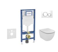 Geberit Duofix - Conjunto de módulo de instalación empotrada, inodoro Tesi y asiento softclose, pulsador Sigma20, blanco/cromo brillante SANI11CD3135