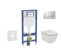 Geberit Duofix - Conjunto de módulo de instalación empotrada, inodoro Tesi y asiento softclose, pulsador Sigma20, cromo mate/cromo SANI11CD2138
