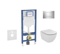 Geberit Duofix - Conjunto de módulo de instalación empotrada, inodoro Tesi y asiento softclose, pulsador Sigma20, cromo brillante/cromo mate SANI11CD1137