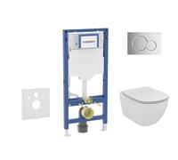 Geberit Duofix - Conjunto de módulo de instalación empotrada, inodoro Tesi y asiento softclose, pulsador Sigma01, cromo brillante SANI11CD1133