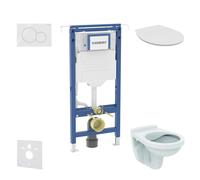 Geberit Duofix - Set de instalación empotrada, inodoro Alpha con asiento, botón Sigma01, blanco alpino SANI11CD3114