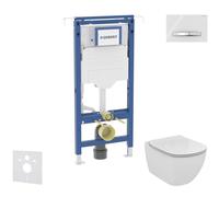 Geberit Duofix - Set de instalación empotrada, inodoro y asiento Ideal Standard Tesi, botón Sigma50, Aquablade, SoftClose, blanco alpino SANI11CD3141