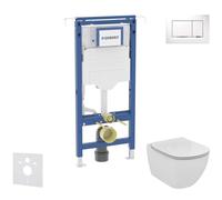 Geberit Duofix - Set de instalación empotrada, inodoro y asiento Ideal Standard Tesi, pulsador Sigma20, Aquablade, SoftClose, blanco/cromo brillante SANI11CD3138