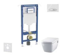 Geberit Duofix - Set de instalación empotrada, inodoro y asiento Tece One, pulsador Sigma50, Rimless, SoftClose, blanco alpino SANI11CT3106