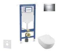 Geberit Duofix - Set de instalación empotrada, inodoro y asiento Villeroy Boch, botón Sigma20, DirectFlush, SoftClose, CeramicPlus, cromo brillante/cromo mate SANI11CK1102