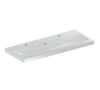 Geberit iCon - Lavabo doble 120x48x16 cm, con rebosadero, 2 orificios para grifo, KeraTect, blanco 501.837.00.2
