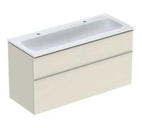 Geberit iCon Set mueble lavabo con mueble bajo lavabo, 2 cajones, 120x63x48 cm, 502334, 502334JL1, Color: Lavabo: blanco/KeraTect, frente/carcasa: gris arena/lacado alto brillo, tirador: gris arena/re