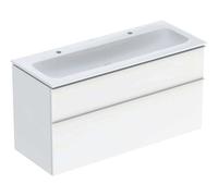 Geberit iCon Set mueble lavabo con mueble bajo lavabo, 2 cajones, 120x63x48 cm, 502334, 502338011, Color: Lavabo: blanco, frente/carcasa: blanco/lacado de alto brillo, tirador: blanco/pulverizado mate