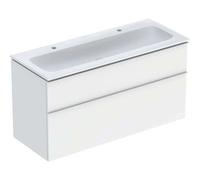 Geberit iCon Set mueble lavabo con mueble bajo lavabo, 2 cajones, 120x63x48 cm, 502334, 502338013, Color: lavabo: blanco, cuerpo/puerta: blanco/lacado mate, tirador: blanco/pulverizado mate - CM