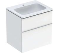 Geberit iCon Set mueble lavabo con mueble bajo lavabo, 2 cajones, 60x63x48 cm, 502331, 502.331.01.1, Color: Lavabo: blanco/KeraTect, frente/carcasa: blanco/lacado de alto brillo, tirador: blanco/pulve