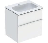 Geberit iCon Set mueble lavabo con mueble bajo lavabo, 2 cajones, 60x63x48 cm, 502331, 502331013, Color: Lavabo: blanco/KeraTect, frente/carcasa: blanco/lacado mate, tirador: blanco/revestido de polvo