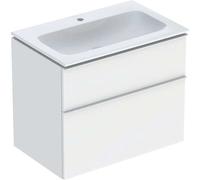 Geberit iCon Set mueble lavabo con mueble bajo lavabo, 2 cajones, 75x63x48 cm, 502336, 502332013, Color: Lavabo: blanco/KeraTect, frente/carcasa: blanco/lacado mate, tirador: blanco/lacado mate - CM