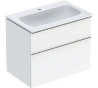 Geberit iCon Set mueble lavabo con mueble bajo lavabo, 2 cajones, 75x63x48 cm, 502336, 502336012, Color: Lavabo: blanco, frente/carcasa: blanco/lacado alto brillo, tirador: cromado brillante - CM