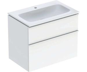 Geberit iCon Set mueble lavabo con mueble bajo lavabo, 2 cajones, 75x63x48 cm, 502336, 502336012, Color: Lavabo: blanco, frente/carcasa: blanco/lacado alto brillo, tirador: cromado brillante - CM