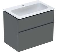 Geberit iCon Set mueble lavabo con mueble bajo lavabo, 2 cajones, 75x63x48 cm, 502336, 502336JK1, Color: lavabo: blanco, frente/carcasa: lava/lacado mate, tirador: lava/pulverizado mate - CM