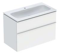 Geberit iCon Set mueble lavabo con mueble bajo lavabo, 2 cajones, 90x63x48 cm, 502337, 502333013, Color: Lavabo: blanco/KeraTect, frente/carcasa: blanco/lacado mate, tirador: blanco/recubierto de polv