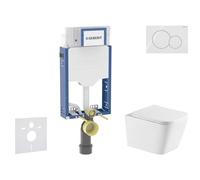 Geberit Kombifix - Conjunto de instalación empotrada, inodoro Arkas I y asiento softclose, pulsador Sigma01, blanco alpino SANI15CA3164