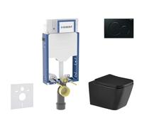 Geberit Kombifix - Conjunto de instalación empotrada, inodoro Arkas I y asiento softclose, pulsador Sigma01, negro SANI15CA5509