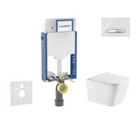 Geberit Kombifix - Conjunto de instalación empotrada, inodoro Arkas I y asiento softclose, pulsador Sigma50, cromo/blanco alpino SANI15CA3168