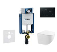 Geberit Kombifix - Conjunto de instalación empotrada, inodoro compacto Gaia y asiento softclose,pulsador Sigma01, negro SANI15CA5121