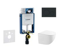 Geberit Kombifix - Conjunto de instalación empotrada, inodoro compacto Gaia y asiento softclose, pulsador Sigma20, negro mate/negro SANI15CA5122