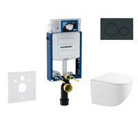 Geberit Kombifix - Conjunto de instalación empotrada, inodoro compacto Gaia y asiento softclose, pulsador Sigma20, negro brillante/negro mate SANI15CA5124