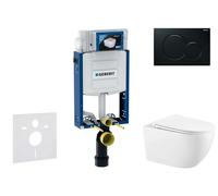 Geberit Kombifix - Conjunto de instalación empotrada, inodoro Gaia y asiento softclose, pulsador Sigma01, negro SANI15CA5117