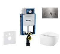 Geberit Kombifix - Conjunto de instalación empotrada, inodoro Gaia y asiento softclose, pulsador Sigma20, acero inoxidable SANI15CA6102