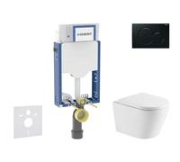 Geberit Kombifix - Conjunto de instalación empotrada, inodoro Nefia y asiento softclose, pulsador Sigma01, negro SANI15CA5150