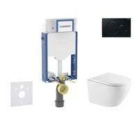 Geberit Kombifix - Conjunto de instalación empotrada, inodoro Oudee y asiento softclose, pulsador Sigma01, negro SANI15CA5160