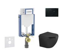 Geberit Kombifix - Conjunto de instalación empotrada, inodoro Oudee y asiento softclose, pulsador Sigma01, negro SANI15CA5504