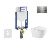 Geberit Kombifix - Conjunto de instalación empotrada, inodoro Oudee y asiento softclose, pulsador Sigma20, acero inoxidable SANI15CA6111
