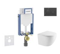 Geberit Kombifix - Conjunto de instalación empotrada, inodoro Oudee y asiento softclose, pulsador Sigma20, negro brillante/negro mate SANI15CA5148