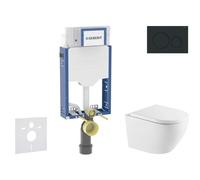 Geberit Kombifix - Conjunto de instalación empotrada, inodoro Oudee y asiento softclose, pulsador Sigma20, negro mate/negro SANI15CA5161