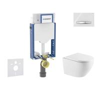 Geberit Kombifix - Conjunto de instalación empotrada, inodoro Oudee y asiento softclose, pulsador Sigma50, cromo/blanco alpino SANI15CA3156