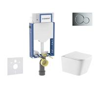 Geberit Kombifix - Conjunto de módulo de instalación empotrada, inodoro Arkas I y asiento softclose, pulsador Sigma01, cromo brillante SANI15CA1146