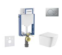 Geberit Kombifix - Conjunto de módulo de instalación empotrada, inodoro Arkas l y asiento softclose, pulsador de descarga Sigma01, cromo lacado mate SANI15CA2110