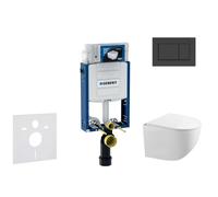 Geberit Kombifix - Conjunto de módulo de instalación empotrada, inodoro Gaia y asiento softclose, pulsador de descarga Sigma20, negro mate/negro SANI15CA5105