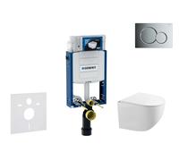 Geberit Kombifix - Conjunto de módulo de instalación empotrada, inodoro Gaia y asiento softclose, pulsador de descarga Sigma01, cromo brillante SANI15CA1118