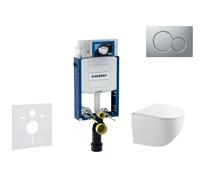 Geberit Kombifix - Conjunto de módulo de instalación empotrada, inodoro Gaia y asiento softclose, pulsador de descarga Sigma01, cromo lacado mate SANI15CA1121