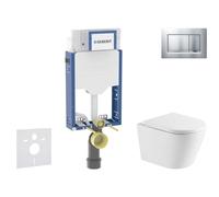 Geberit Kombifix - Conjunto de módulo de instalación empotrada, inodoro Nefia y asiento con cierre suave, botón Sigma20, cromo lacado mate/ cromo SANI15CA2103