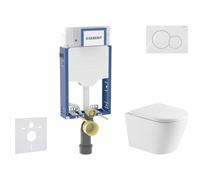 Geberit Kombifix - Conjunto de módulo de instalación empotrada, inodoro Nefia y asiento softclose, pulsador Sigma01, blanco alpino SANI15CA3146