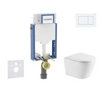 Geberit Kombifix - Conjunto de módulo de instalación empotrada, inodoro Nefia y asiento softclose, pulsador Sigma20, blanco/blanco mate SANI15CA3151