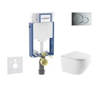 Geberit Kombifix - Conjunto de módulo de instalación empotrada, Inodoro Oudee y asiento con cierre suave, botón Sigma01, cromo brillante SANI15CA1142