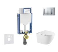 Geberit Kombifix - Conjunto de módulo de instalación empotrada, inodoro Oudee y asiento con cierre suave, botón Sigma20, cromo lacado mate/ cromo SANI15CA2107