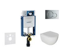 Geberit Kombifix - Conjunto de módulo de instalación empotrada, Inodoro Oudee y asiento con cierre suave, botón Sigma01, cromo brillante SANI15CA1114