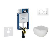 Geberit Kombifix - Conjunto de módulo de instalación empotrada,Inodoro Oudee y asiento con cierre suave, botón Sigma20, blanco/cromo SANI15CA3111