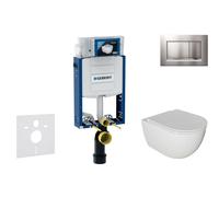 Geberit Kombifix - Conjunto de módulo de instalación empotrada, Inodoro Oudee y asiento con cierre suave, botón Sigma20, cromo lacado mate/ cromo SANI15CA1116