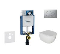 Geberit Kombifix - Conjunto de módulo de instalación empotrada, Inodoro Oudee y asiento con cierre suave, botón Sigma01, Cromo lacado mate SANI15CA1117